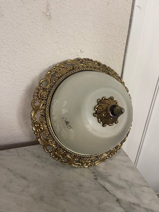 Applique da soffitto vintage dorato in cristallo