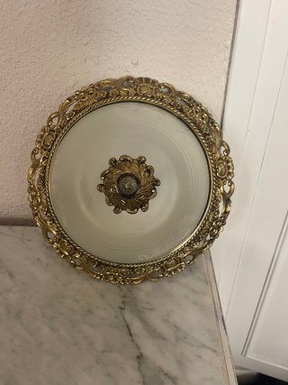 Applique da soffitto vintage dorato in cristallo