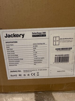 Panel Solar Portátil Jackery SolarSaga 200W