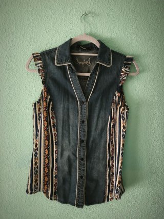 Chaleco Desigual Denim con Estampado Étnico