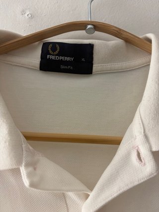 Camiseta Polo Fred Perry Blanca y Azul XL Slim Fit
