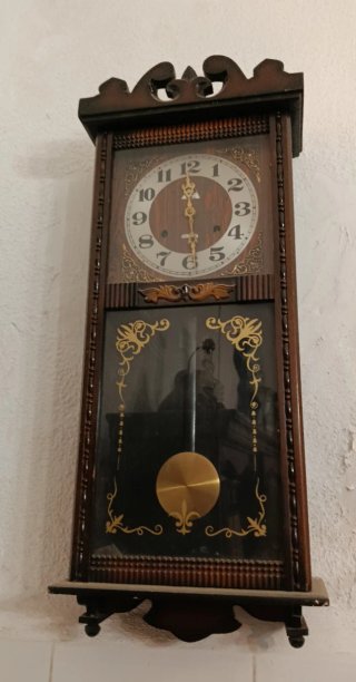 Reloj de Pared Antiguo Madera y Cristal