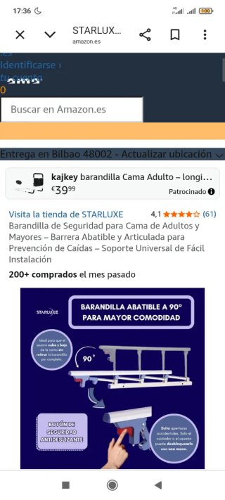 Barandilla protectora para cama