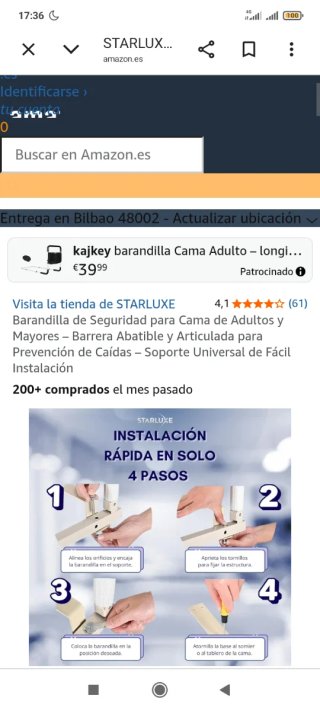 Barandilla protectora para cama
