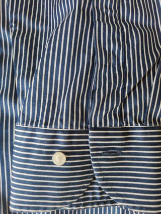 Camisa Caramelo Rayas Azul Marino y Blanco