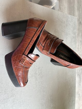Zapatos Mango tacón ancho plataforma cocodrilo