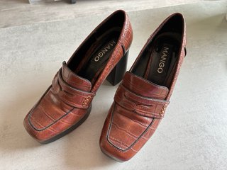 Zapatos Mango tacón ancho plataforma cocodrilo