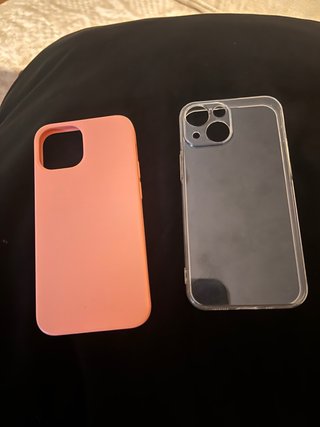 2 custodie per iPhone 13 Mini (Arancione e Trasparente)
