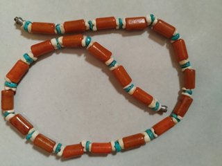 Collar Cuentas Naranja y Turquesa