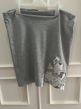 Conjunto falda y top gris talla XL