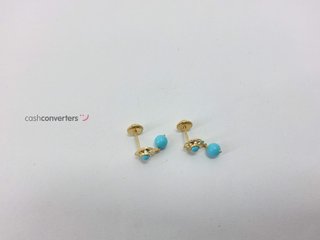 pendientes oro 18k con piedra con turquesa