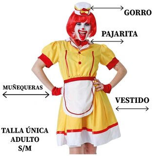 Disfraz Payasa Burguer Clown Talla Única S/M