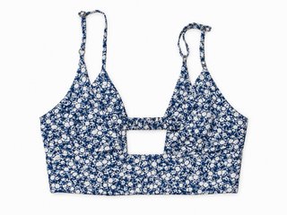 Top Zara floral escote V espalda abierta XS