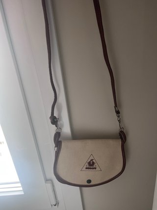 Bolso vintage de lona y cuero
