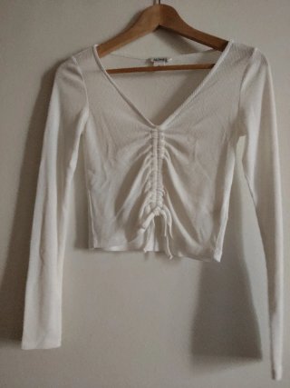 Jersey MONKI blanco manga larga fruncido XS