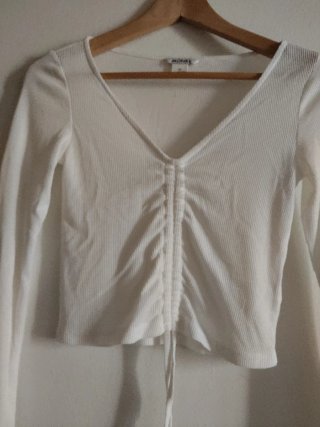 Jersey MONKI blanco manga larga fruncido XS