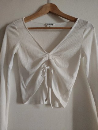 Jersey MONKI blanco manga larga fruncido XS