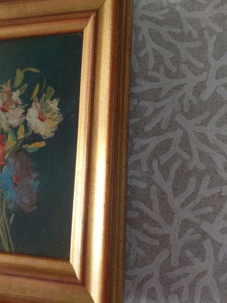 Pintura al óleo floral antigua años 60