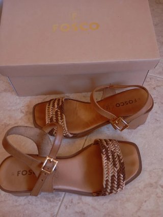 Sandalias Fosco Piel Talla 37 Marrón/Dorado