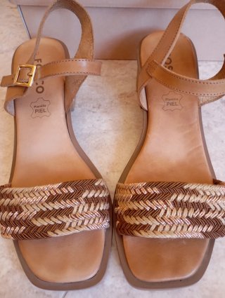 Sandalias Fosco Piel Talla 37 Marrón/Dorado