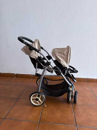 Carrito gemelar beige