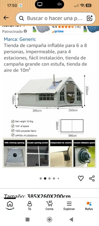 Tienda de campaña inflable 10 m2