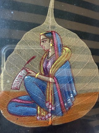 Hoja de Peepal Pintada a Mano - Arte Indio
