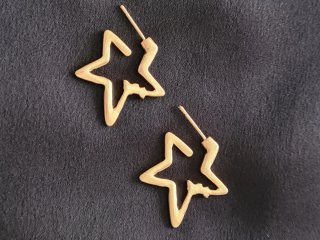 Pendientes Aro Estrella Dorado Mate