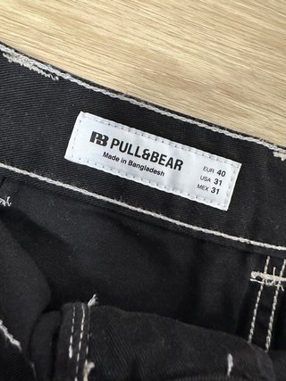 Pantalones cargo negros hombre