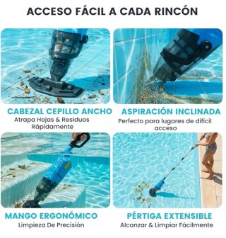 Aspirador Piscina Batería Limpiador Metal Plástico