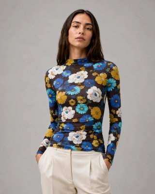 Camiseta Flores Zara Talla S - Manga Larga
