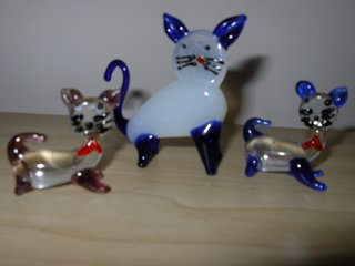 Lotto 3 animaletti vetro soffiato Murano