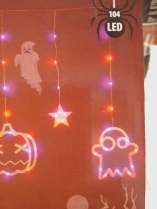 Halloween Cortina Luces LED Fantasmas, Estrellas
