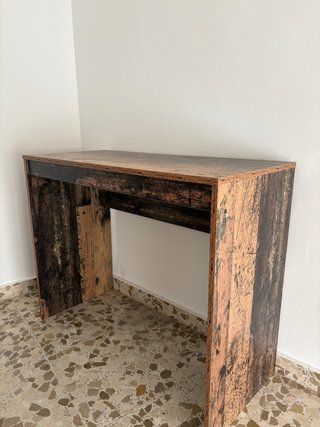 Escritorio y Estantería Madera Oscura