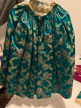 Traje de Fallera Teal y Dorado