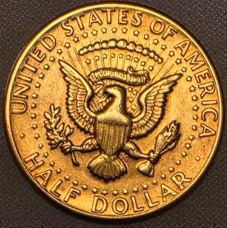Medio Dólar Kennedy 1971-D Baño Oro 24k