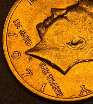 Medio Dólar Kennedy 1971-D Baño Oro 24k