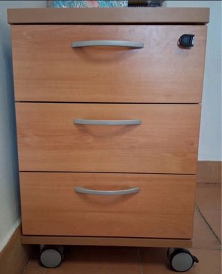 Muebles despacho 3 piezas madera y cristal