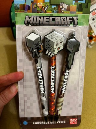 Astuccio Minecraft con 3 penne cancellabili