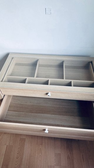 Cajonera Roble de armario con Tapa de Cristal