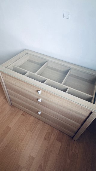 Cajonera Roble de armario con Tapa de Cristal