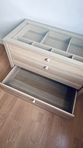 Cajonera Roble de armario con Tapa de Cristal
