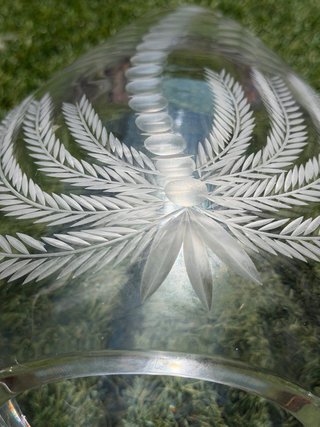 Jarrón Cristal Tallado Palmera Años 70