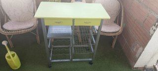 Mueble auxiliar cocina verde y blanco