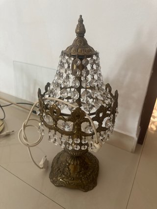 Lámpara de mesa vintage cristal y metal