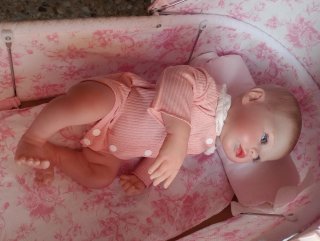 Carro de bebé y muñeca de silicona