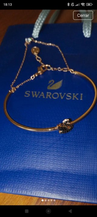 Pulsera Swarovski Corazón Negro y Dorado