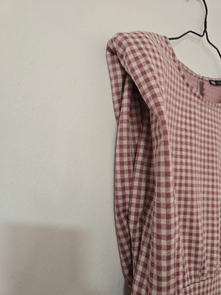 Vestido Zara cuadros rosa y beige