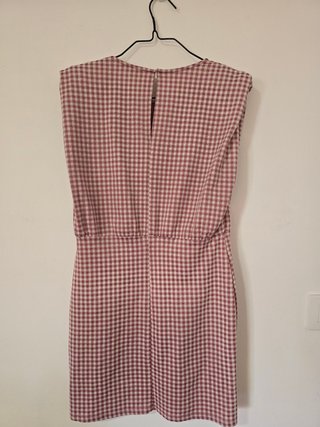 Vestido Zara cuadros rosa y beige