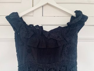 Vestido Zara Negro Bordado Inglés Talla XL